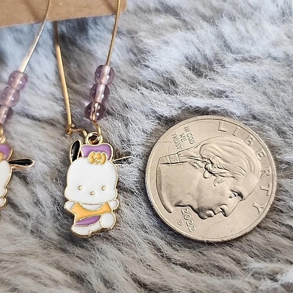 NWOT Cute‎ Pochacco Purple and Gold Earrings